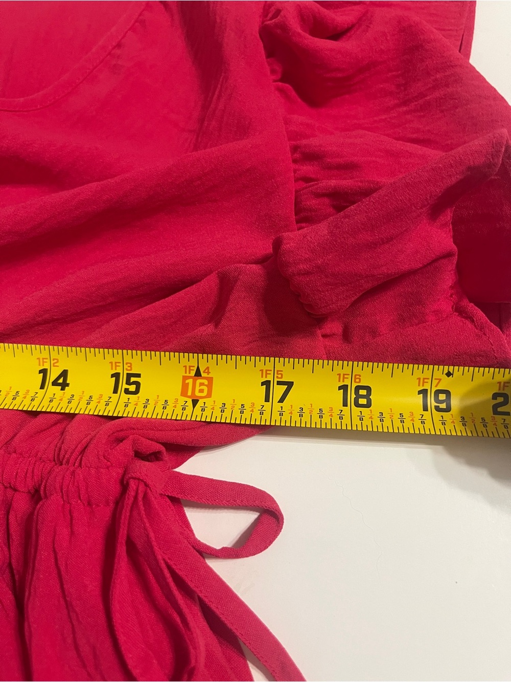 Max Studio Medium Red Pink Ruffle Cinch Waist Mini Dress - Picture 5 of 6